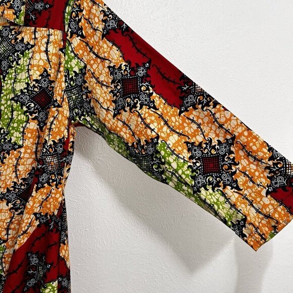 Vintage 90s Multicolor Fit And Flare Short Dress OSFA Hi Lo Hem Artsy Colorful - Picture 5 of 12